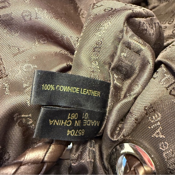 Etienne Aigner Bronze Pebbled Leather Slouchy Hobo Bag Braided Strap - Picture 8 of 16